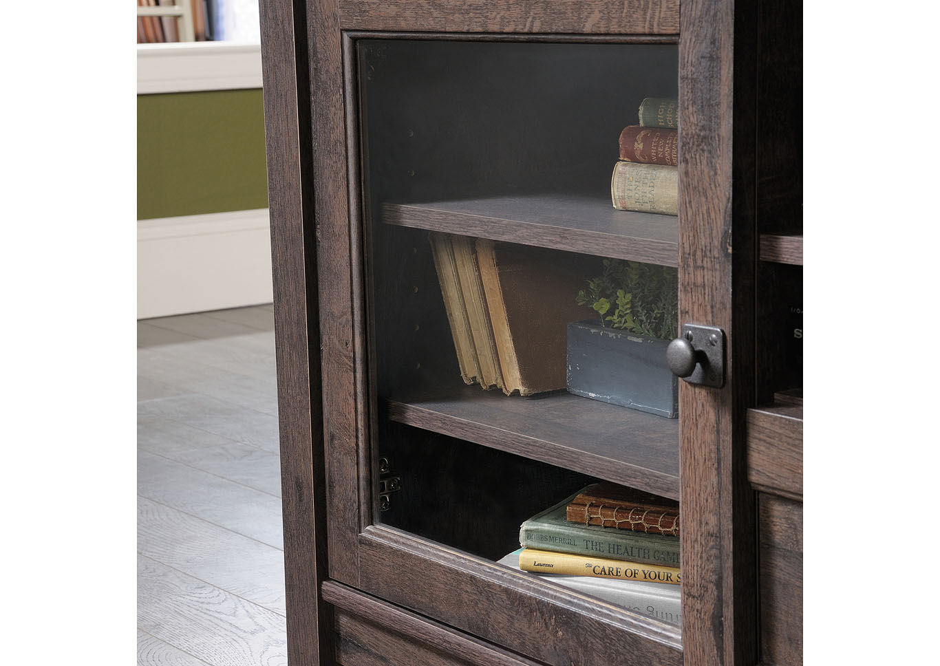 Carson Forge Coffee Oak Entertainment Credenza,Sauder